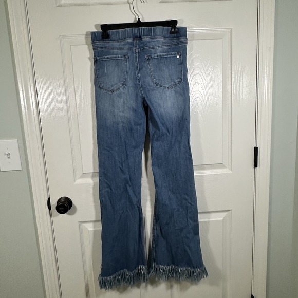 Tricot Pull On Fringe Flare Denim Jeans Light Wash Size M - Picture 2 of 8